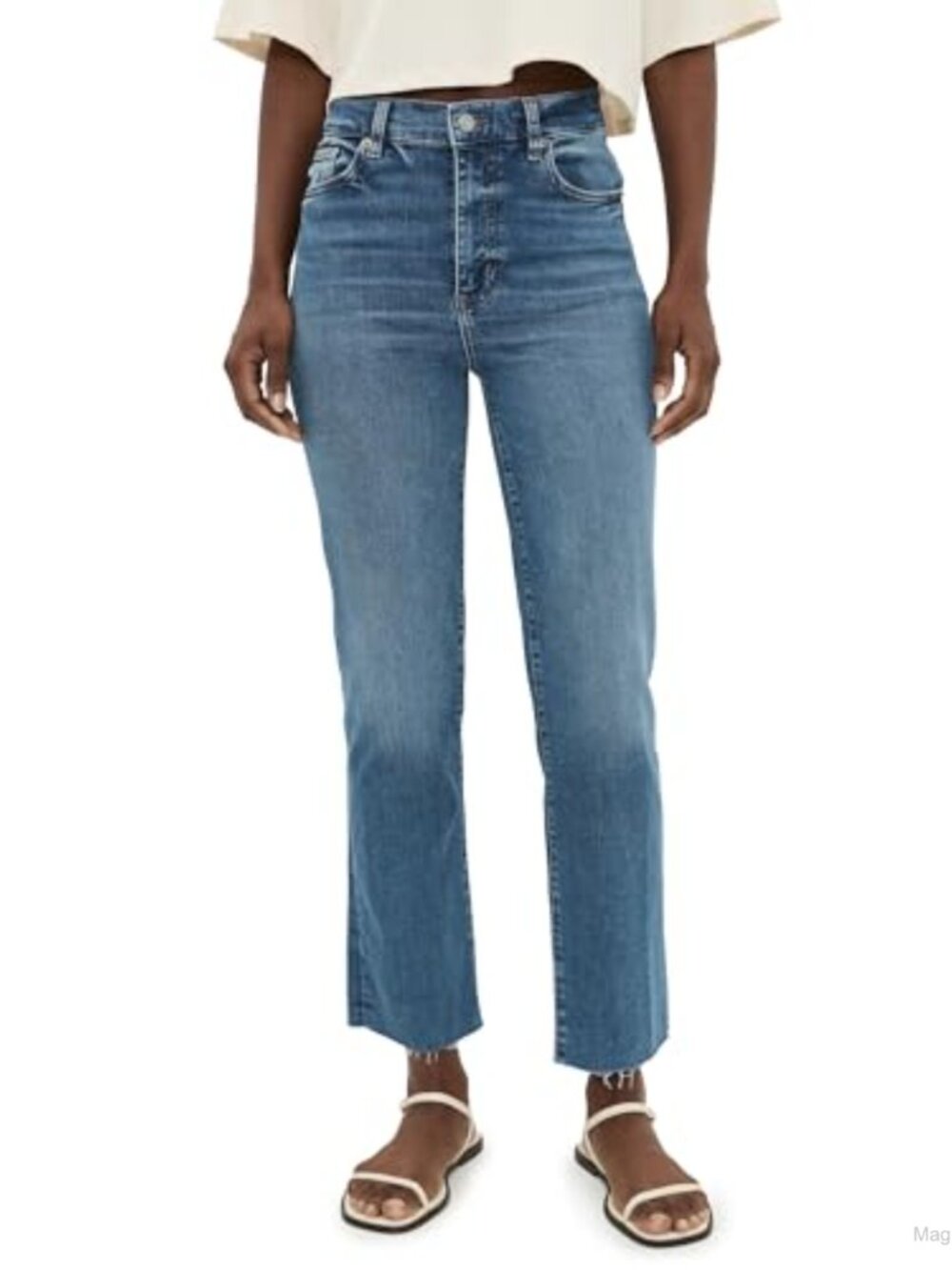 FRAME Le Sleek Straight Jeans Mid Rise Stretch Denim